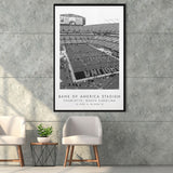 Bank Of America Stadium Carolina Panthers Black And White Art Framed Canvas Prints Wall Art Home Decor, Floating Frame
