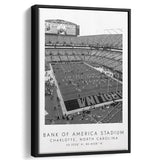 Bank Of America Stadium Carolina Panthers Black And White Art Framed Canvas Prints Wall Art Home Decor, Floating Frame