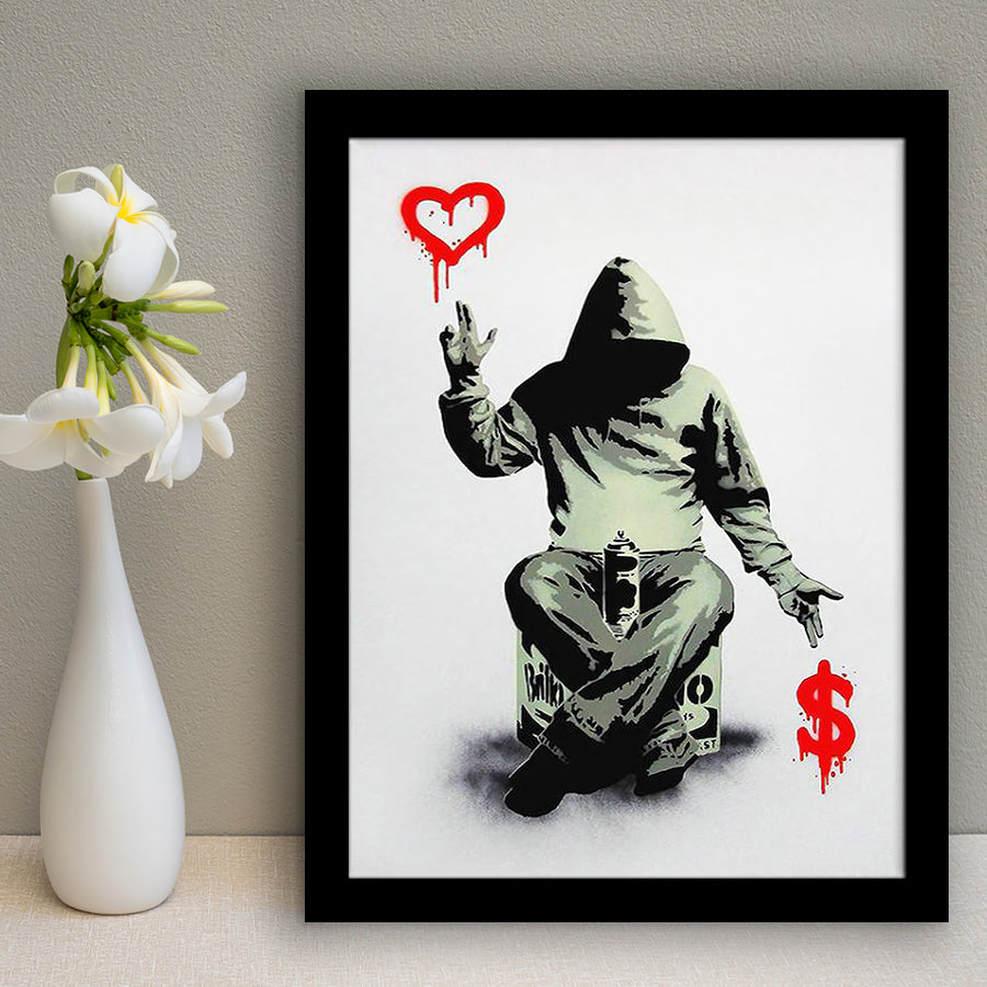 Banksy Love and Money Framed Art Prints Wall Decor - Painting