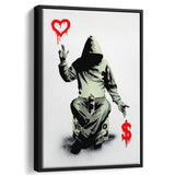 Banksy Love and Money Framed Canvas Prints Wall Art - Painting Canvas, Home Wall Decor, For Sale, Floating Frame