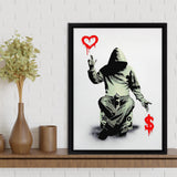 Banksy Love and Money Framed Canvas Prints Wall Art - Painting Canvas, Home Wall Decor, For Sale, Floating Frame
