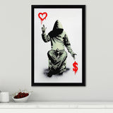 Banksy Love and Money Framed Canvas Prints Wall Art - Painting Canvas, Home Wall Decor, For Sale, Floating Frame