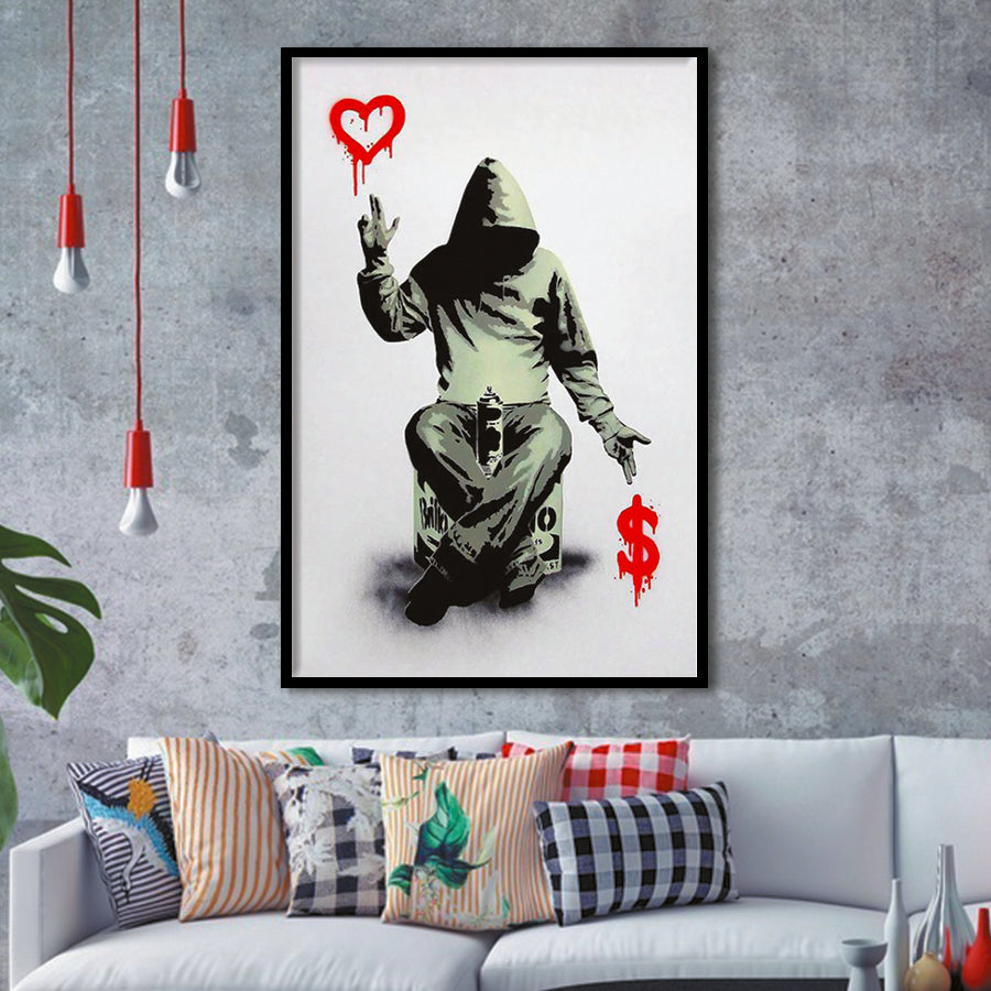 Banksy Love and Money Framed Art Prints Wall Decor - Painting