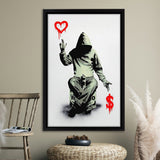 Banksy Love and Money Framed Canvas Prints Wall Art - Painting Canvas, Home Wall Decor, For Sale, Floating Frame