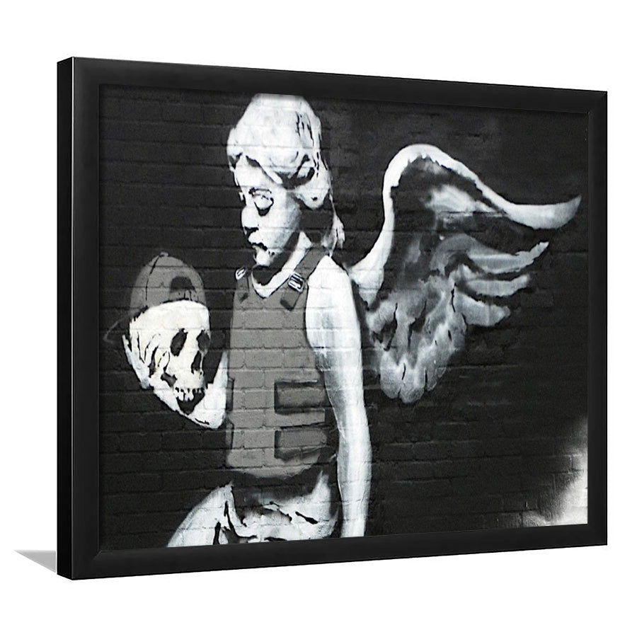 Banksy Angel Skull Street Art Framed Art Prints Wall Decor, Framed
