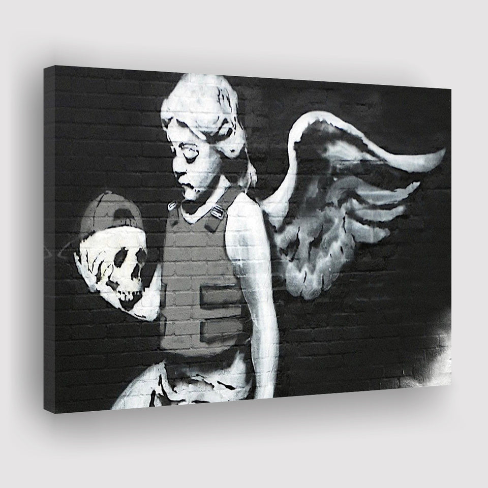 Banksy Angel Skull Street Art Canvas Prints Wall Art, Home Living Room Decor, Large Canvas
