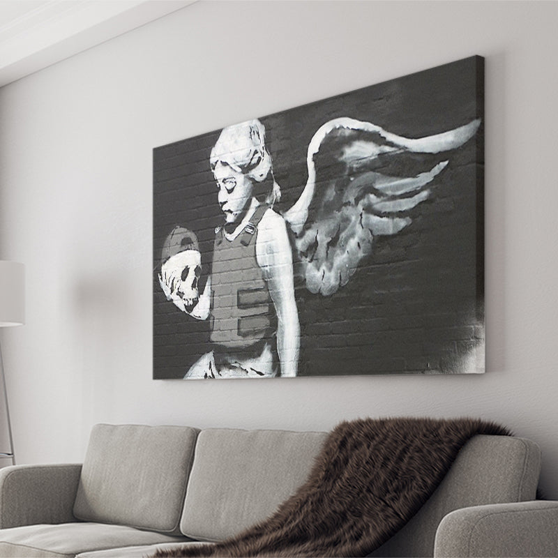 Banksy Angel Skull Street Art Canvas Prints Wall Art, Home Living