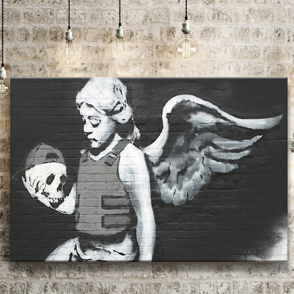 Banksy Angel Skull Street Art Canvas Prints Wall Art, Home Living