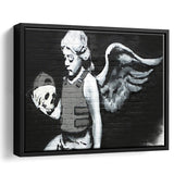 Banksy Angel Skull Street Art Framed Canvas Prints Wall Art, Floating Frame, Large Canvas Home Decor