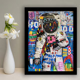Banksy Astronaut, Spaceman Canvas Gift, Astronaut Graffiti Framed Art Print Wall Art Decor,Framed Picture