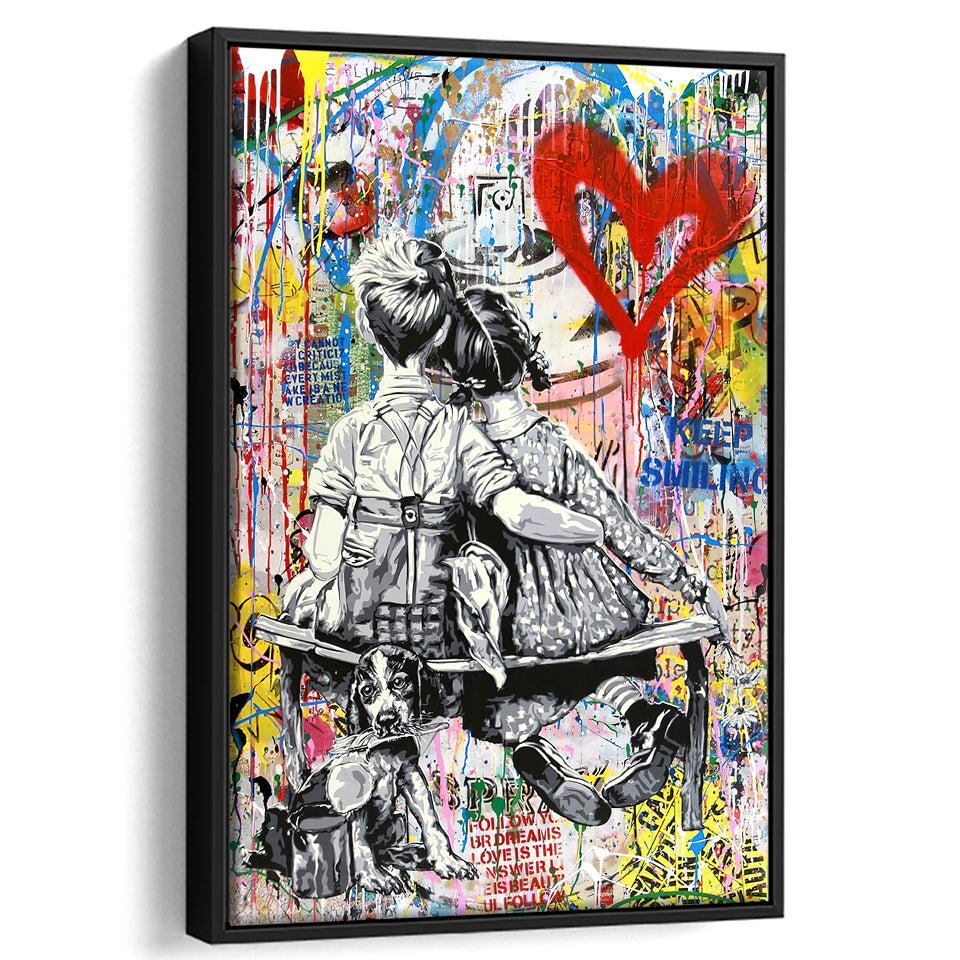 Banksy Boy Girl Graffiti Art Canvas Wall Art - Canvas Prints, Painting Canvas, Canvas Art, Prints for Sale