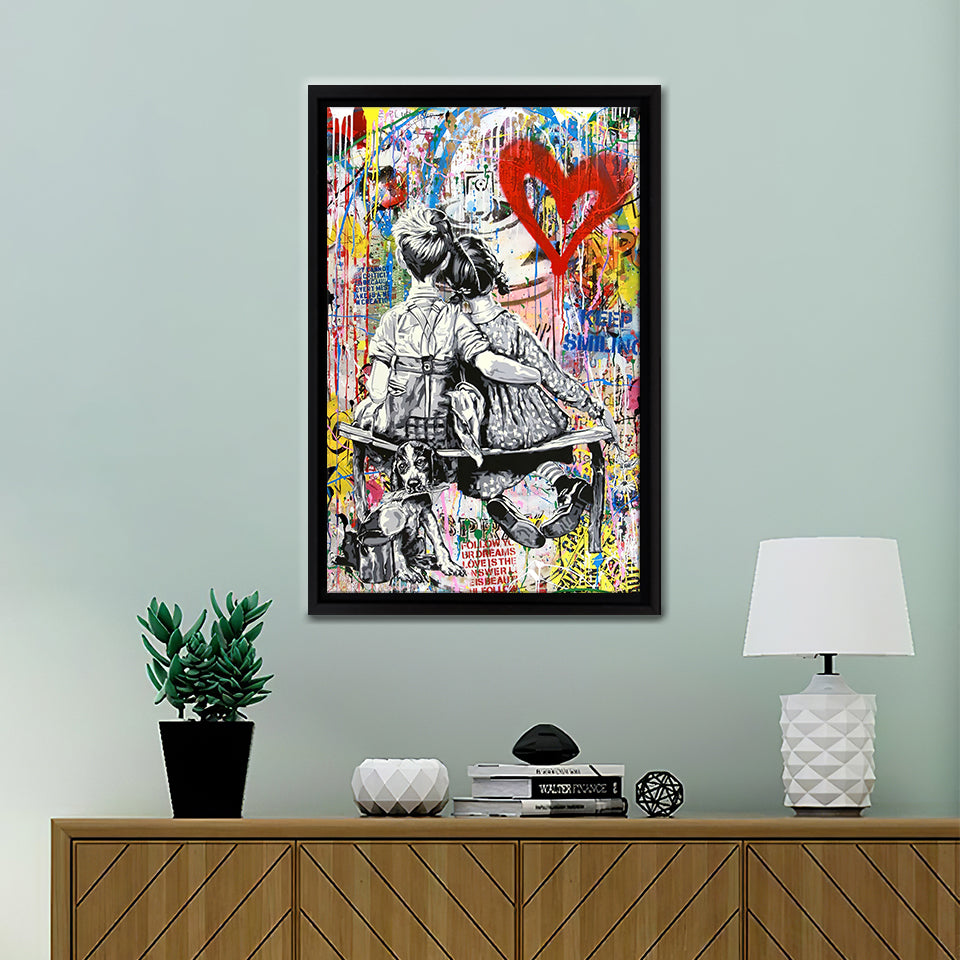 Banksy Boy Girl Graffiti Art Canvas Wall Art - Canvas Prints, Painting Canvas, Canvas Art, Prints for Sale