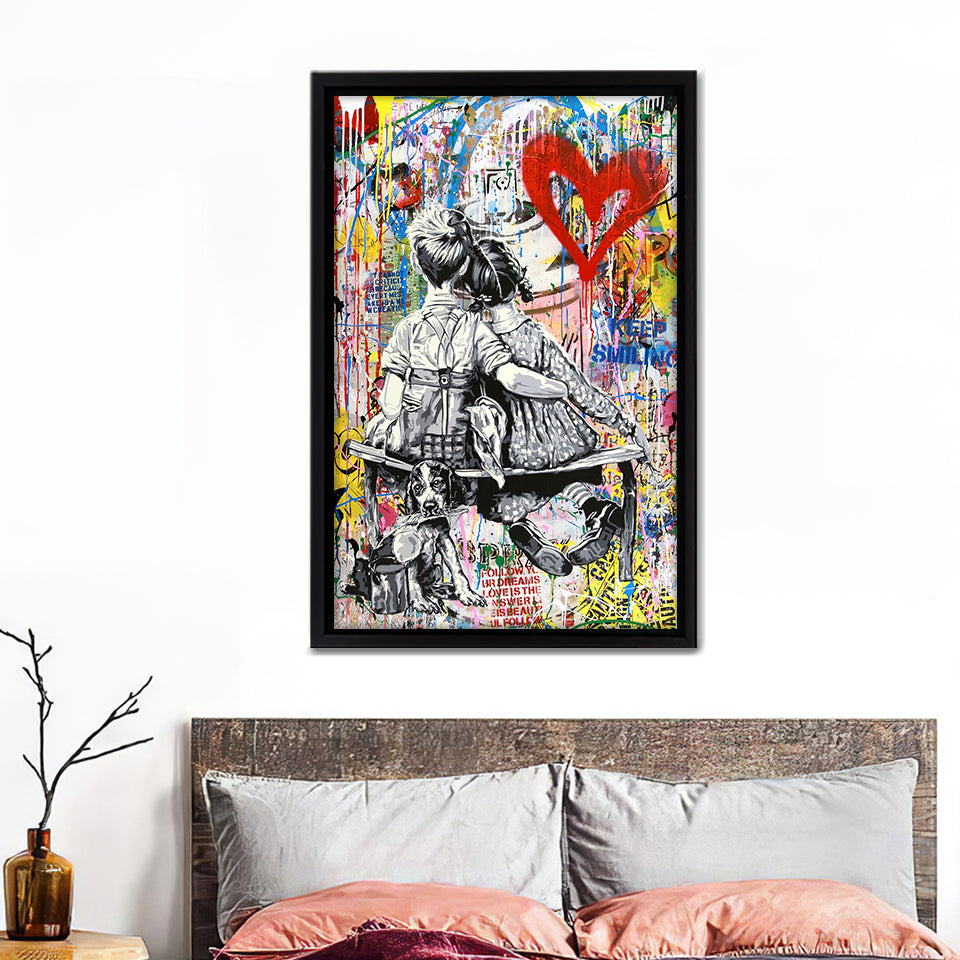 Banksy Boy Girl Graffiti Art Canvas Wall Art - Canvas Prints, Painting Canvas, Canvas Art, Prints for Sale