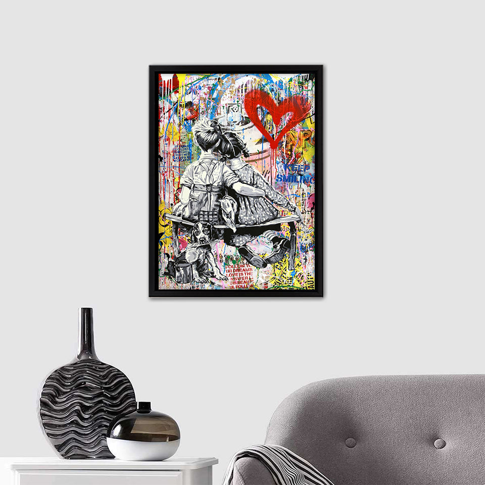 Banksy Boy Girl Graffiti Art Canvas Wall Art - Canvas Prints, Painting Canvas, Canvas Art, Prints for Sale
