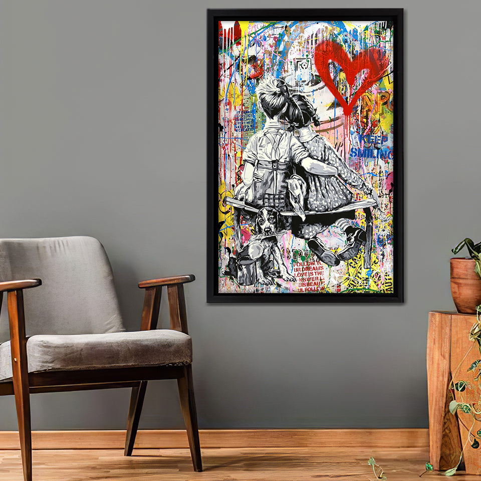 Banksy Boy Girl Graffiti Art Canvas Wall Art - Canvas Prints, Painting Canvas, Canvas Art, Prints for Sale