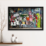 Banksy Canvas Graffiti Art Urban Style Framed Canvas Prints Wall Art - Painting Prints, Wall Decor, Floating Frame