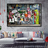 Banksy Canvas Graffiti Art Urban Style Framed Canvas Prints Wall Art - Painting Prints, Wall Decor, Floating Frame