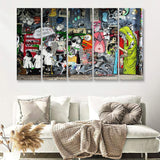 Banksy Canvas Graffiti Art Urban Style 5 Piece Canvas Prints Wall Art - Painting Prints, Wall Decor,Multi Panels