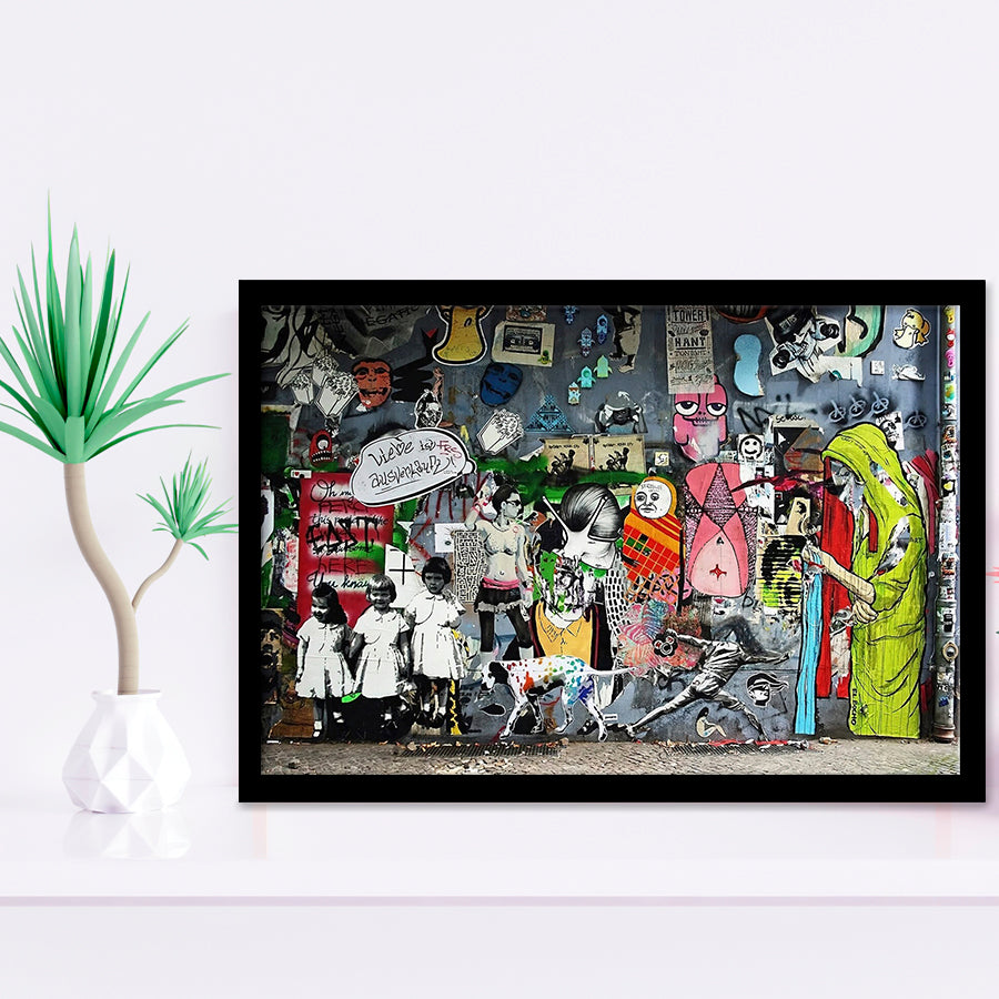 Banksy Canvas Graffiti Art Urban Style Framed Art Prints Wall Decor - Painting Prints, Framed Picture