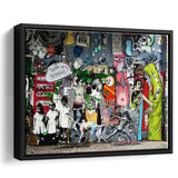 Banksy Canvas Graffiti Art Urban Style Framed Canvas Prints Wall Art - Painting Prints, Wall Decor, Floating Frame