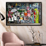 Banksy Canvas Graffiti Art Urban Style Framed Canvas Prints Wall Art - Painting Prints, Wall Decor, Floating Frame