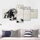 Banksy Girl With Blue Bird Inspirational Quote 5 Pieces Canvas Prints Wall Art - Painting Canvas,Multi Panel,Wall Decor