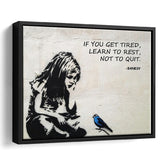 Banksy Girl With Blue Bird Inspirational Quote Framed Canvas Prints Wall Art - Painting Canvas, Wall Decor,Canvas Art,Floating Frame