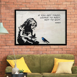 Banksy Girl With Blue Bird Inspirational Quote Framed Art Prints Wall Decor - Painting Prints, Wall Art,Framed Picture,Black Frame