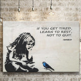 Banksy Girl With Blue Bird Inspirational Quote Canvas Prints Wall Art - Painting Canvas, Wall Decor, Canvas Art, For Sale