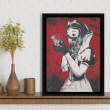 Banksy Graffiti Snow White Grenade Art Framed Canvas Prints Wall Art, Floating Frame, Large Canvas Home Decor