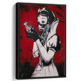 Banksy Graffiti Snow White Grenade Art Framed Canvas Prints Wall Art, Floating Frame, Large Canvas Home Decor