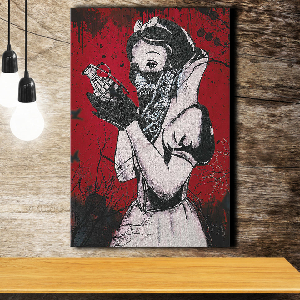 Banksy Graffiti Snow White Grenade Art Canvas Prints Wall Art, Home Living Room Decor, Large Canvas