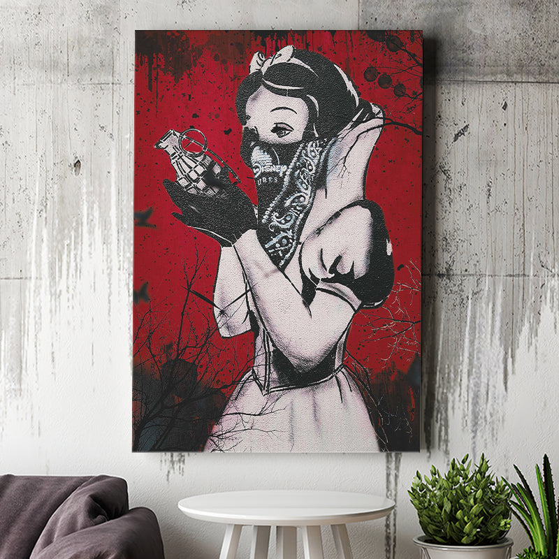 Banksy Graffiti Snow White Grenade Art Canvas Prints Wall Art, Home Living Room Decor, Large Canvas
