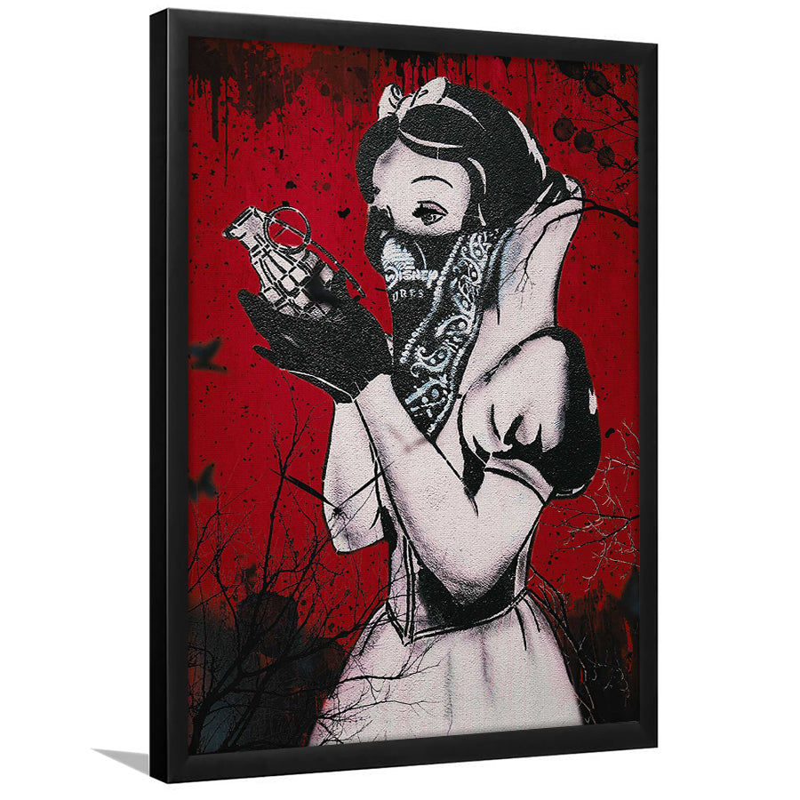 Banksy Graffiti Snow White Grenade Art Framed Art Prints Wall Decor, Framed Picture, Large Picture
