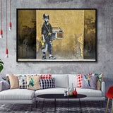 Banksy Hip Hop Bop Street Art Framed Canvas Prints Wall Art Home Decor,Floating Frame