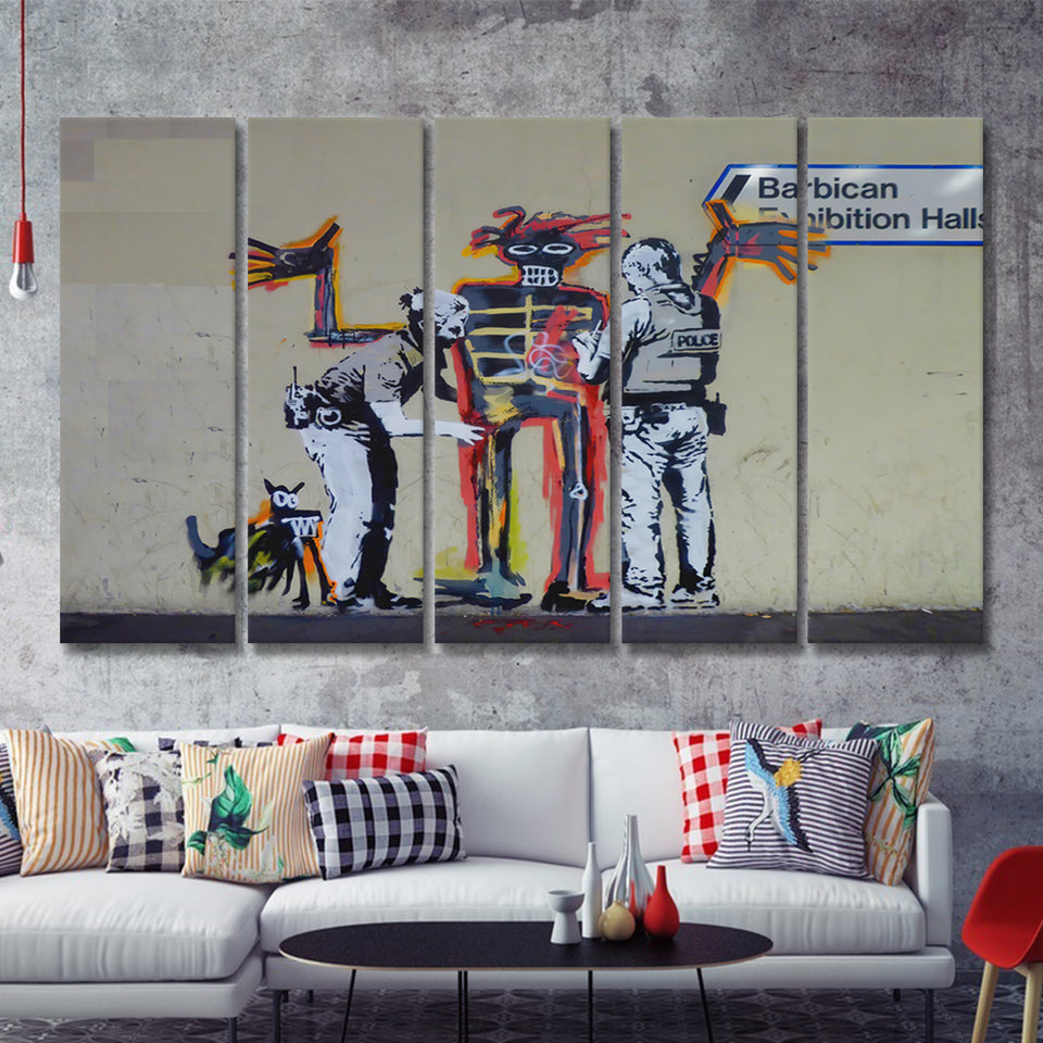 Banksy Jm Basquiat Banksy Graffiti Street Art 5 Pieces B Canvas Prints Wall Art - Painting Canvas,Wall Decor, Multi Panel,5 Panels