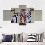 Banksy Jm Basquiat Banksy Graffiti Street Art 5 Pieces Canvas Prints Wall Art - Painting Canvas,Wall Decor, Multi Panel,5 Panels