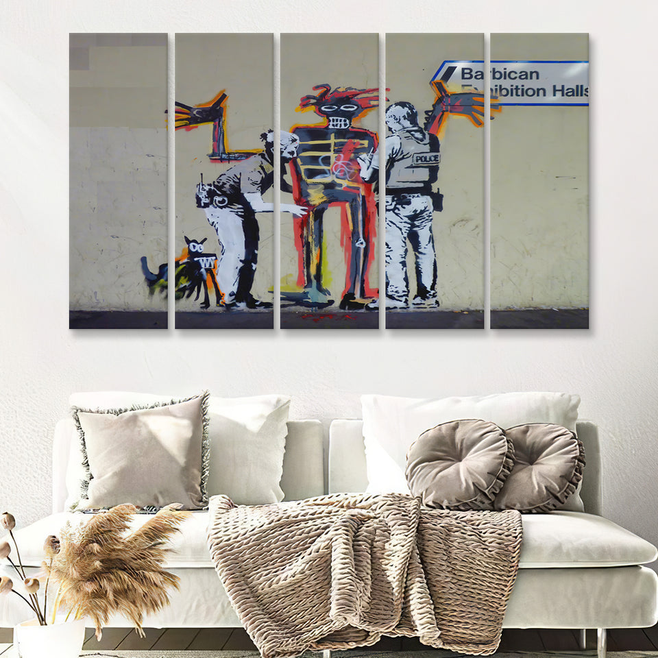 Banksy Jm Basquiat Banksy Graffiti Street Art 5 Pieces B Canvas Prints Wall Art - Painting Canvas,Wall Decor, Multi Panel,5 Panels