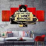 Banksy Keep Your Coins I Want Change 5 Pieces Canvas Prints Wall Art - Painting Canvas,Wall Decor, Multi Panel,5 Panels