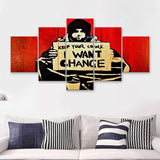Banksy Keep Your Coins I Want Change 5 Pieces Canvas Prints Wall Art - Painting Canvas,Wall Decor, Multi Panel,5 Panels