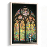Banksy Kirchenfenster Canvas Motivational Framed Canvas Prints Wall Art, Floating Frame, Large Canvas Home Decor