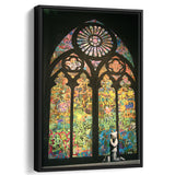 Banksy Kirchenfenster Canvas Motivational Framed Canvas Prints Wall Art, Floating Frame, Large Canvas Home Decor