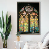 Banksy Kirchenfenster Canvas Motivational Framed Canvas Prints Wall Art, Floating Frame, Large Canvas Home Decor