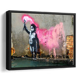Banksy Migrant Child, Street Art Framed Canvas Prints Wall Art Home Decor,Floating Frame