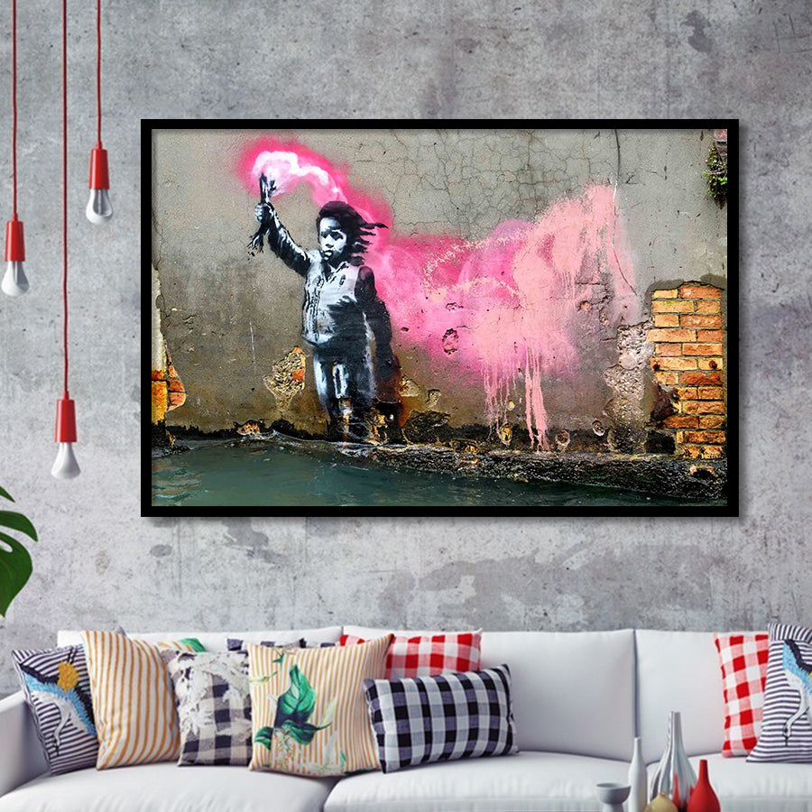 Banksy Migrant Child, Street Art Framed Art Prints, Wall Art,Home Decor,Framed Picture