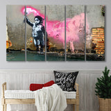 Banksy Migrant Child, Street Art Larger Canvas Art, 5 Piece Canvas Prints Wall Art Decor