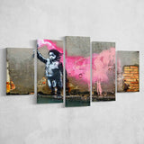 Banksy Migrant Child, Street Art 5 Panels, Canvas Prints Wall Art Decor, Large Canvas Art