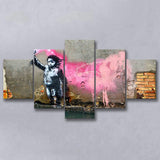Banksy Migrant Child, Street Art 5 Panels, Canvas Prints Wall Art Decor, Large Canvas Art