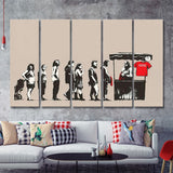 Banksy Festival Destroy Capitalism 5 Pieces Canvas Prints Wall Art - Painting Canvas, Multi Panels, Wall Decor