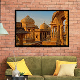Bara Bagh Temple in India Art ,Ancient Indian Framed Art Prints Wall Art Decor,Black Frame, Ready to hang